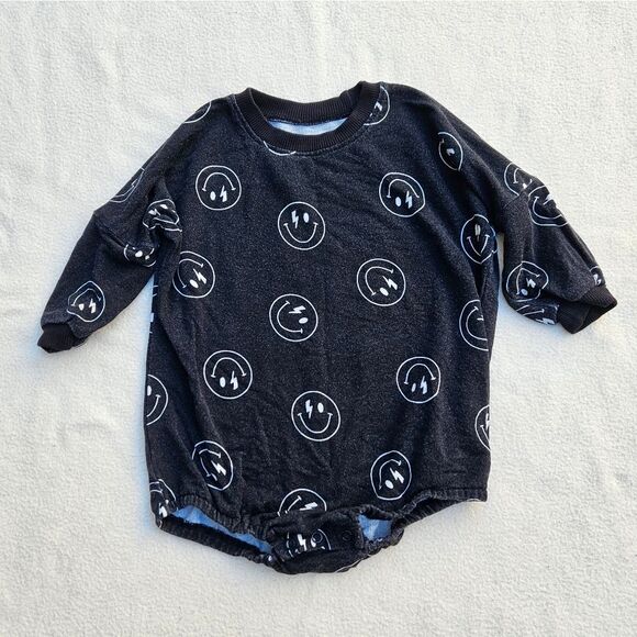 Brixton Phoenix Black and White Smiley Face Bubble Romper 12-18M - Picture 2 of 9
